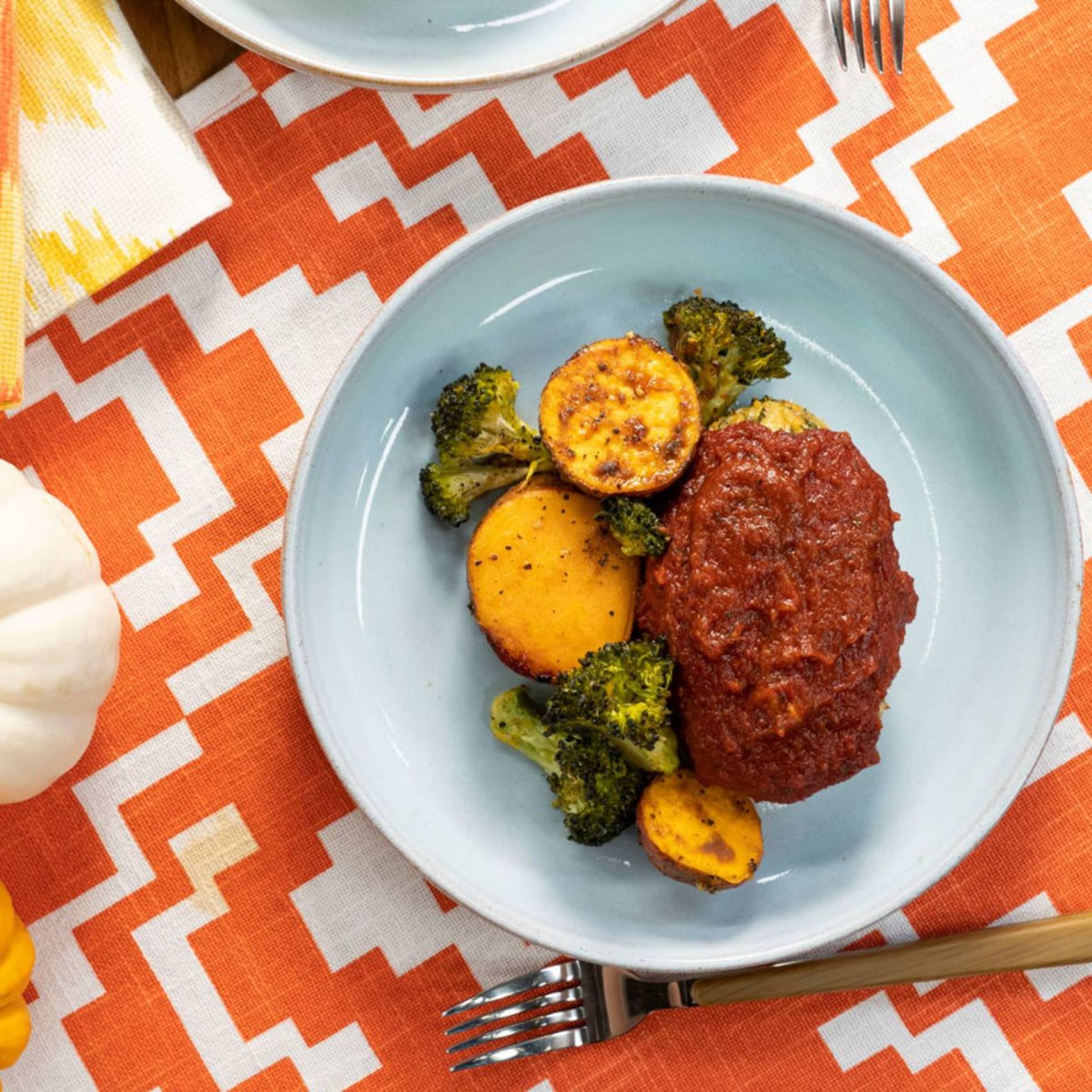 Turkey Meatloaf Sweet Potato and Broccoli - LOW CARB