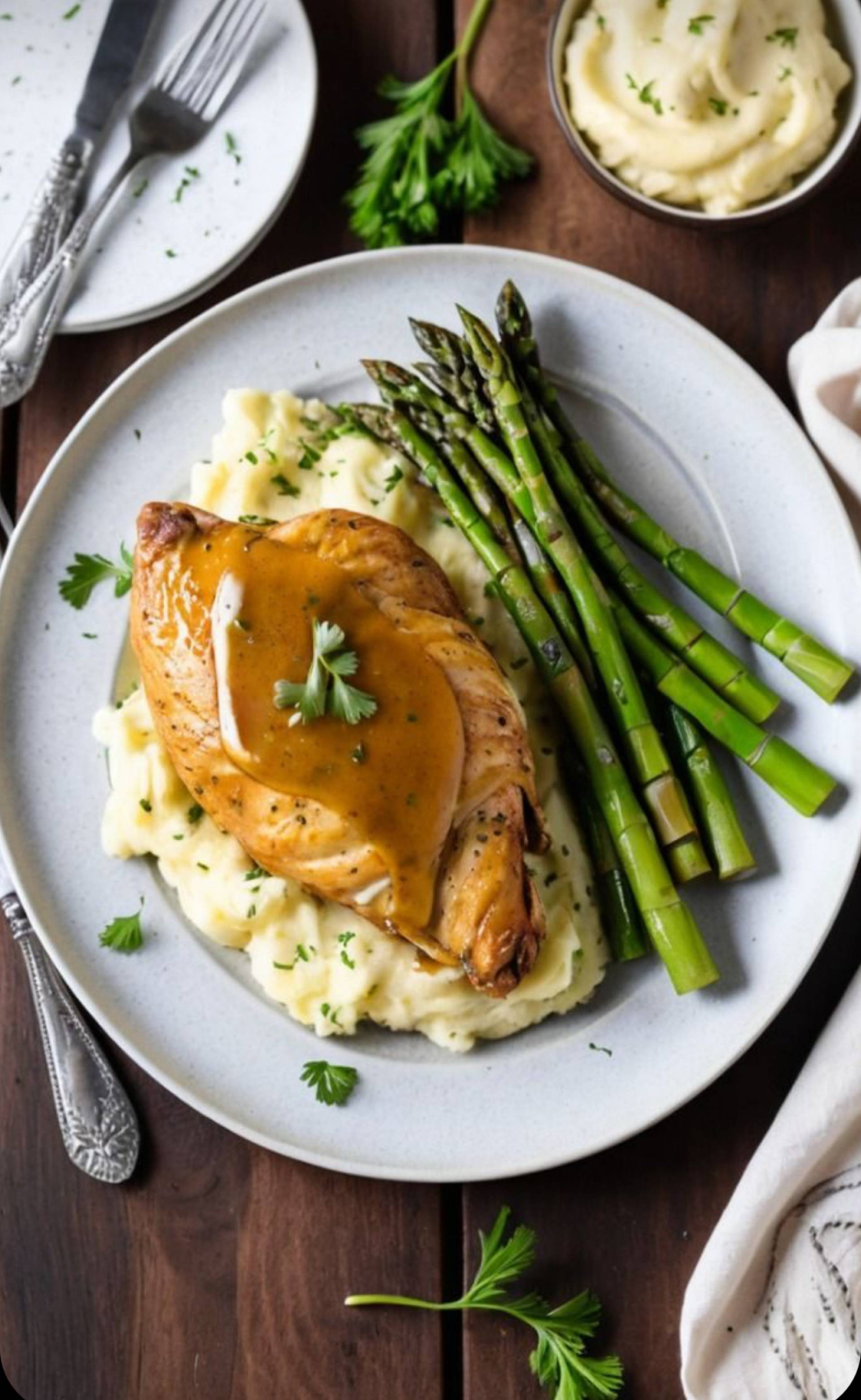 Chicken Alfredo Mash & Asparagus