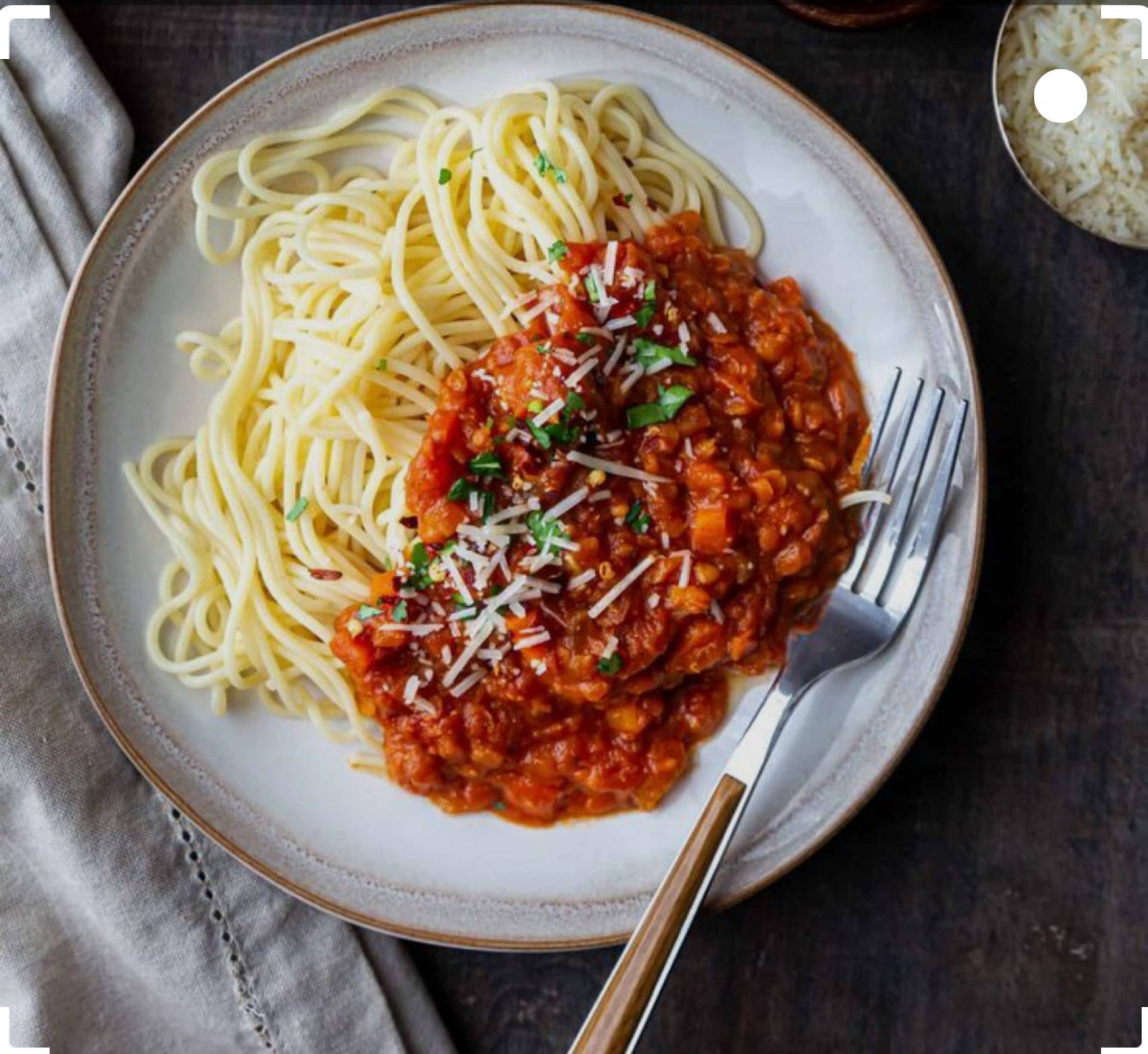 lentil Bolognese pasta