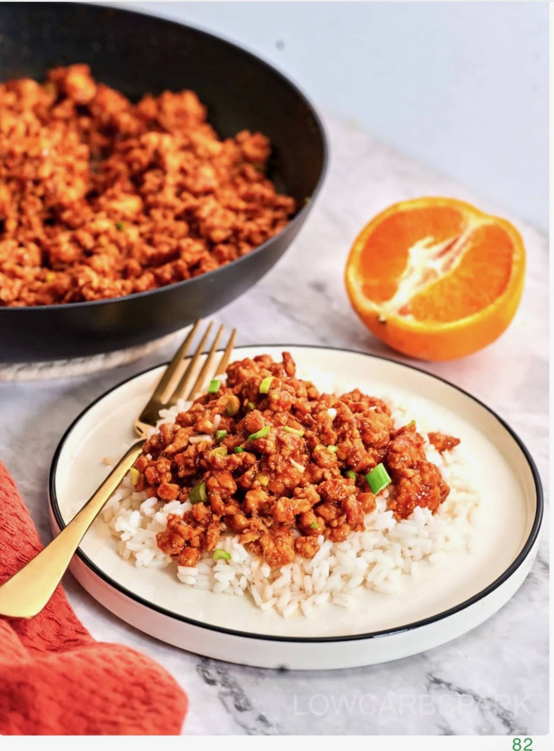 Sticky Orange Ground Chicken