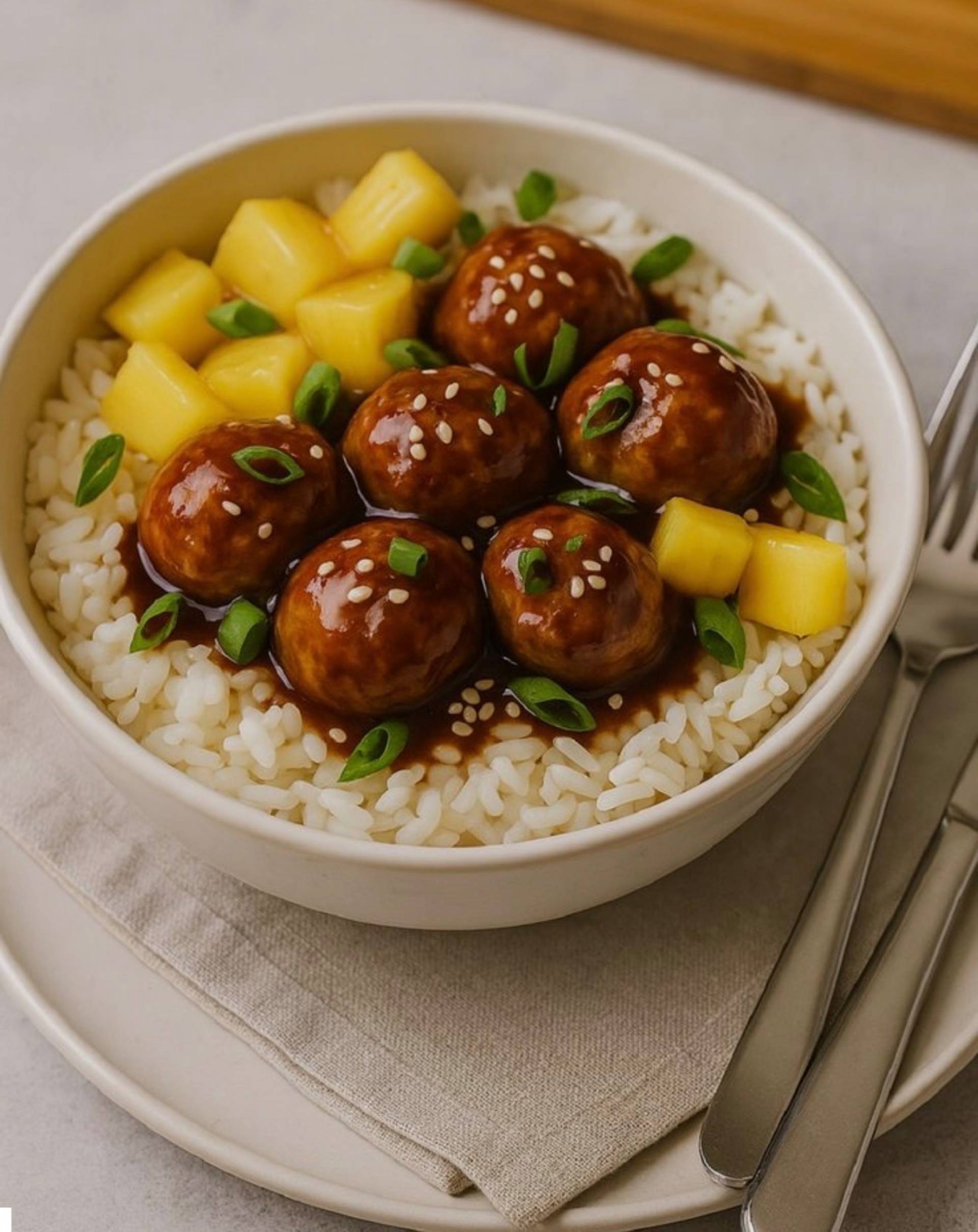 Teriyaki pineapple chicken meatballs